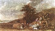 Landscape with Shepherdess and Shepherd Playing Flute, paulus potter